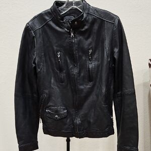 Women's Dark Navy Leather Jacket - Sz. M